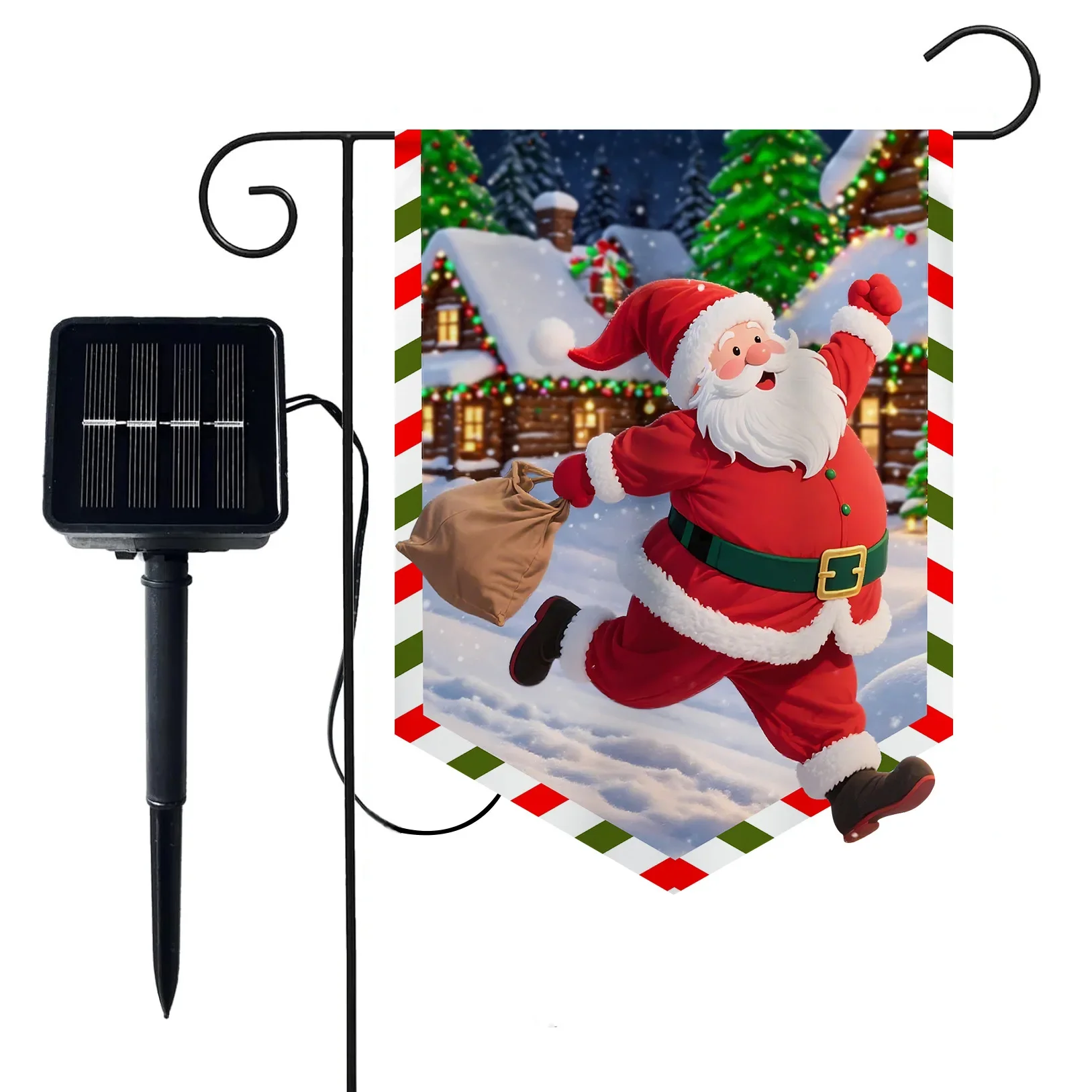 Bonsai Garden Ornaments - Solar powered LED luminous hanging flag,