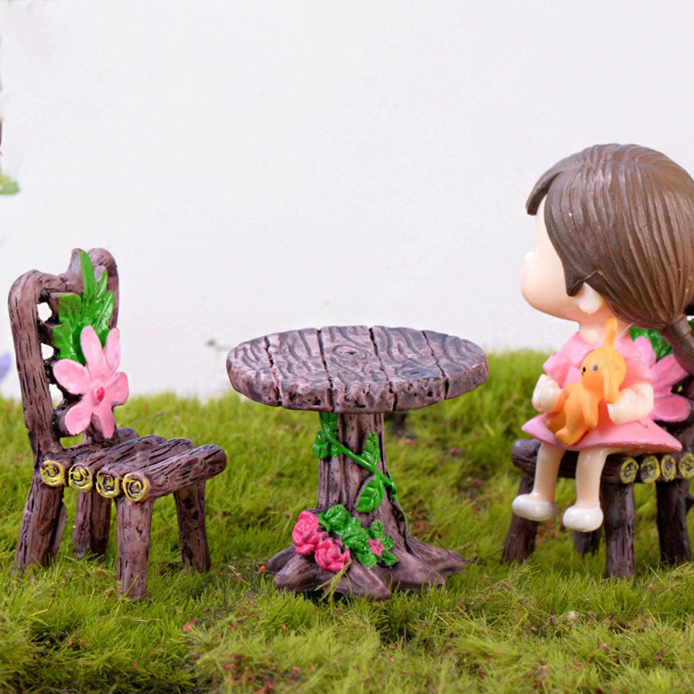 Bonsai Garden Ornaments - 5Sets Resin Miniature Chair Table Garden